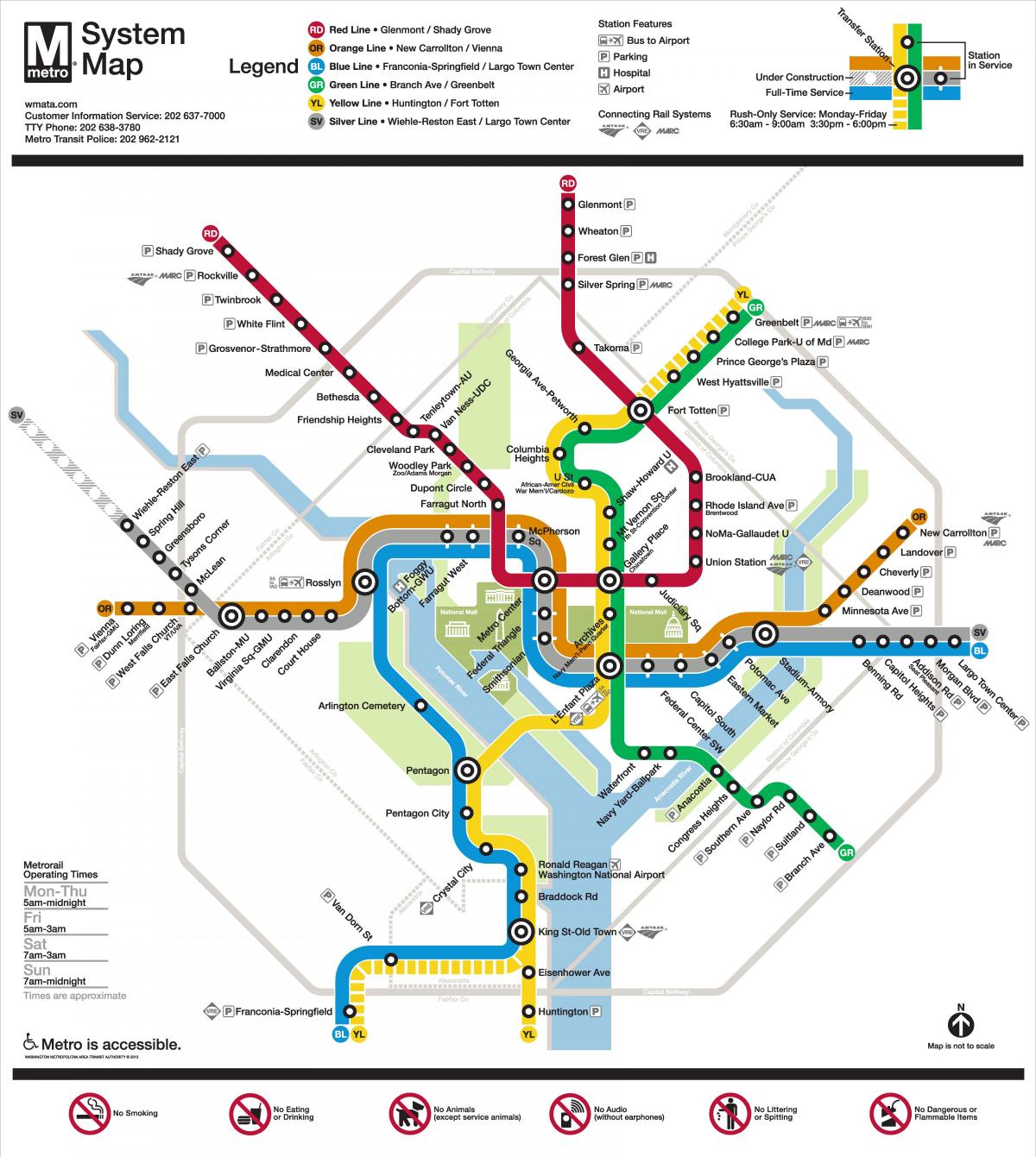washington dc metro zemljevid srebrno linijo