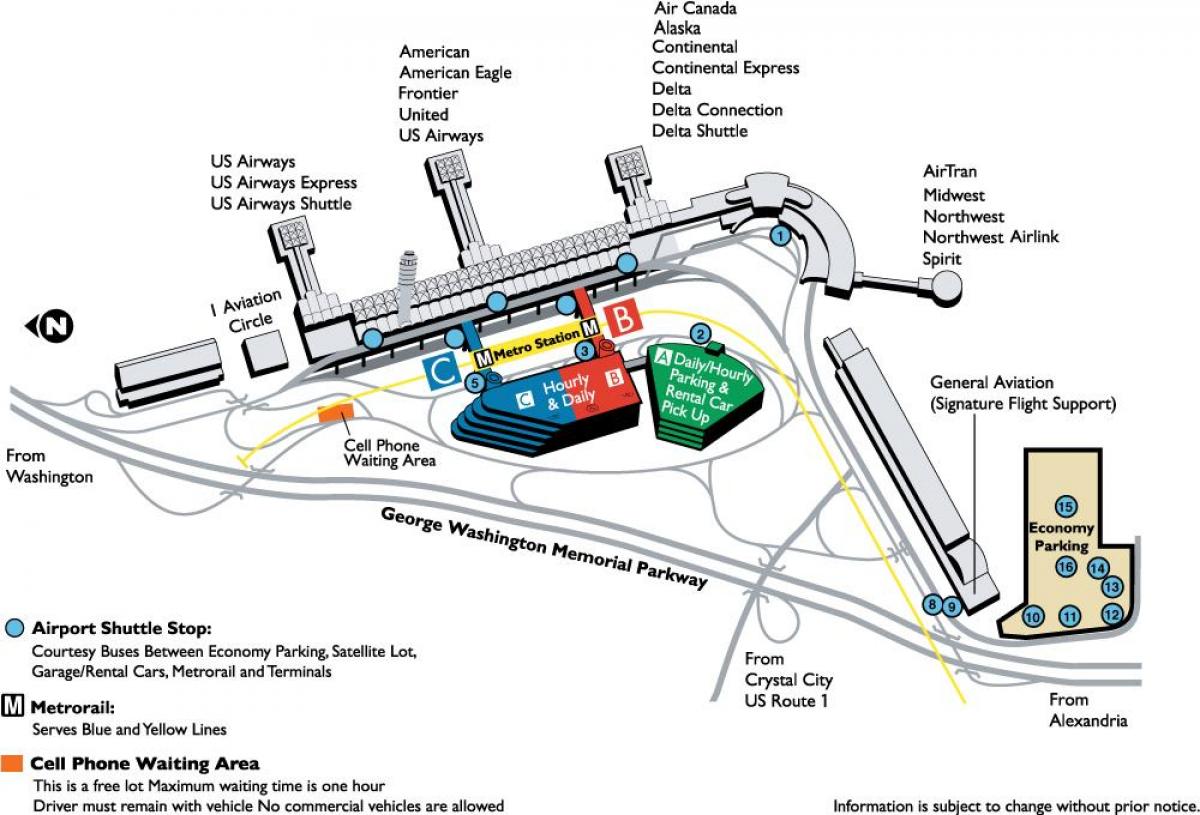 ronald reagan washington nacionalno letališče zemljevid