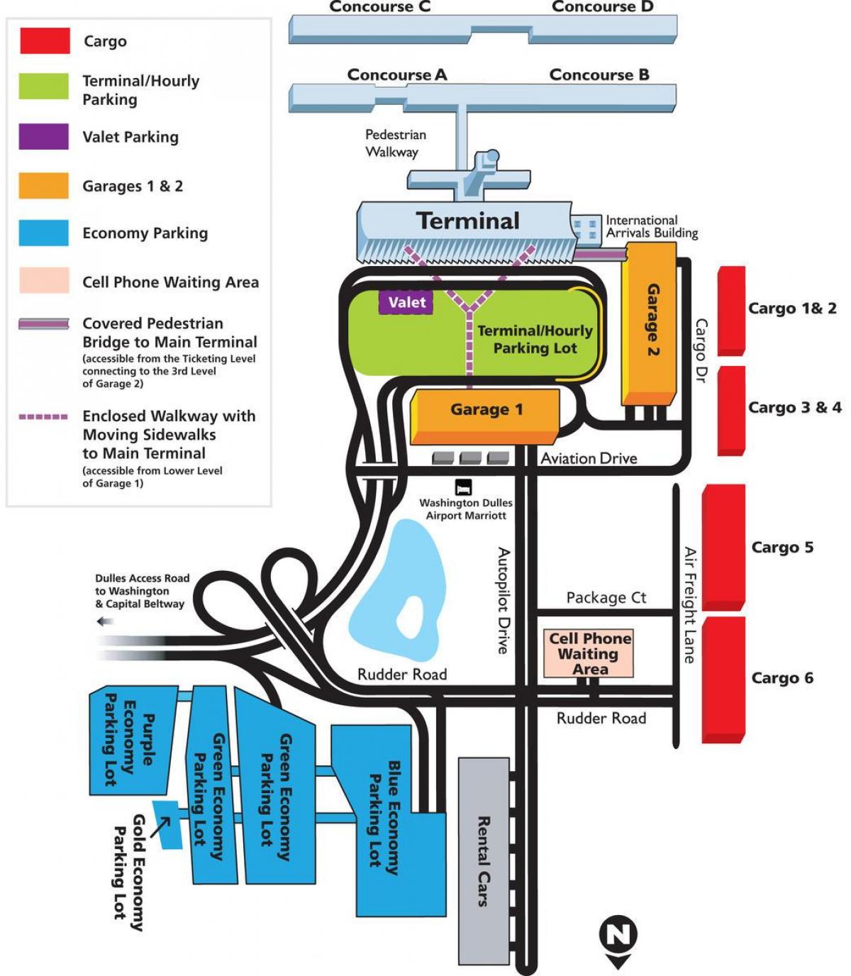 zemljevid letališča dulles območje