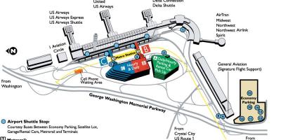 Ronald reagan washington nacionalno letališče zemljevid