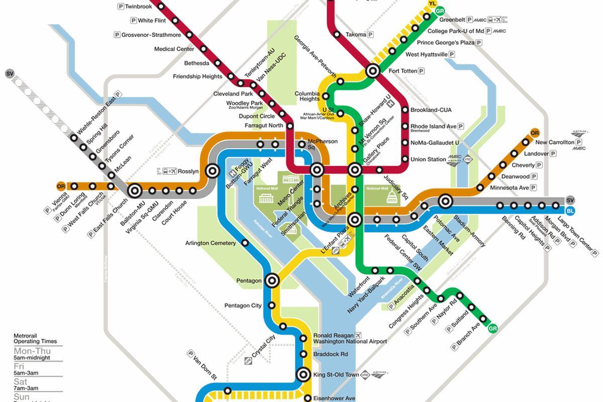 washington dc metro sistema zemljevid