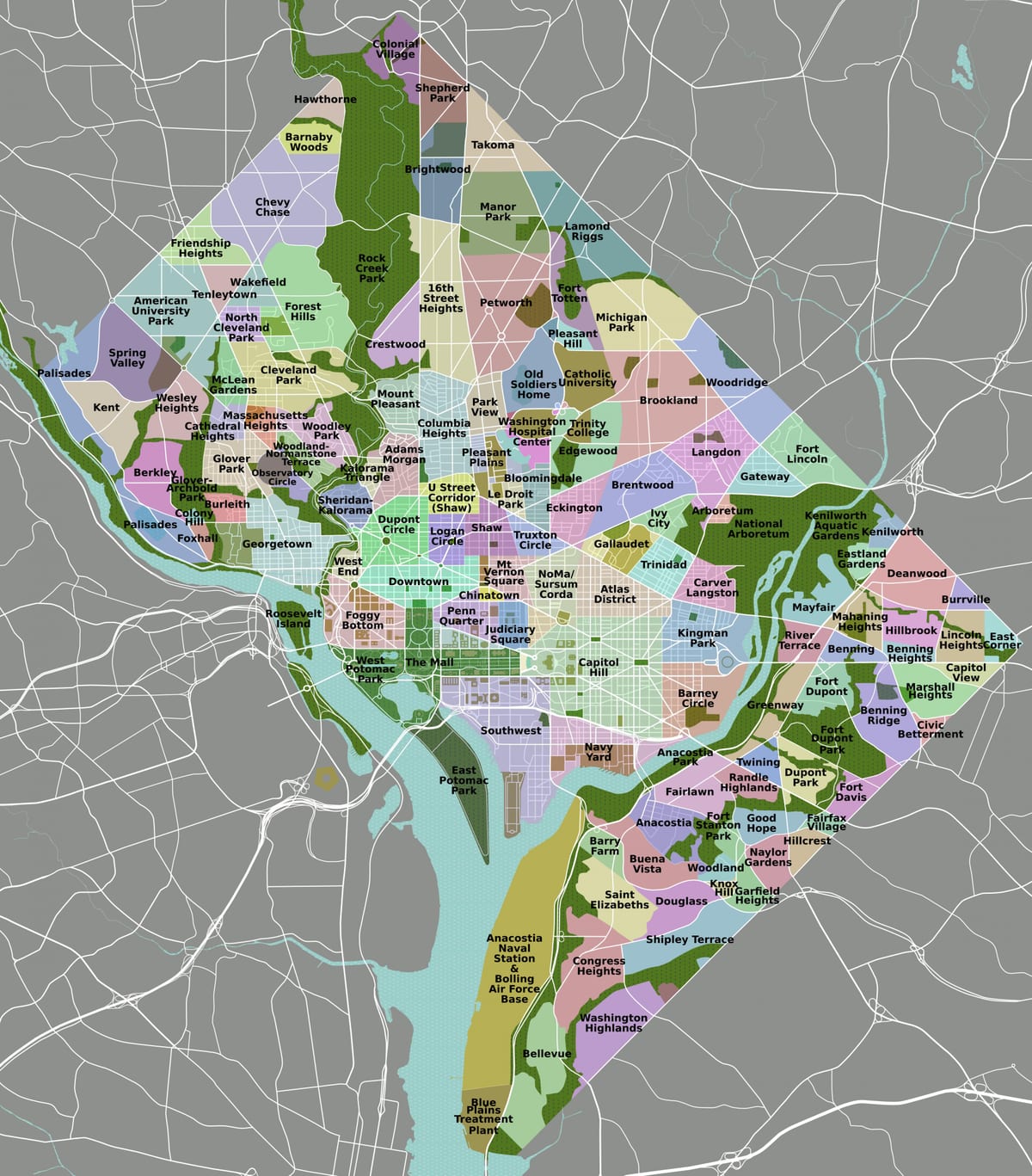 washington okrožno zemljevid