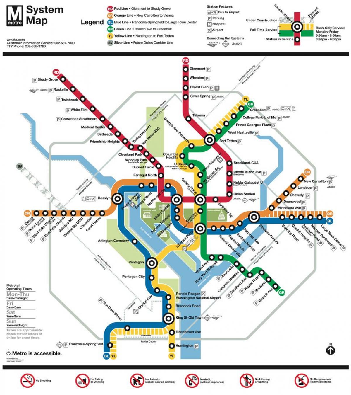 dc metro zemljevid podzemne železnice