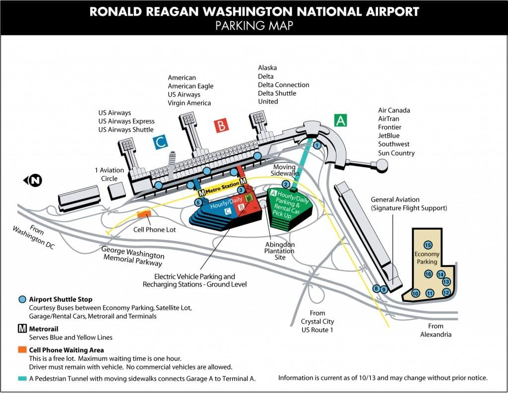 washington dca letališče zemljevid