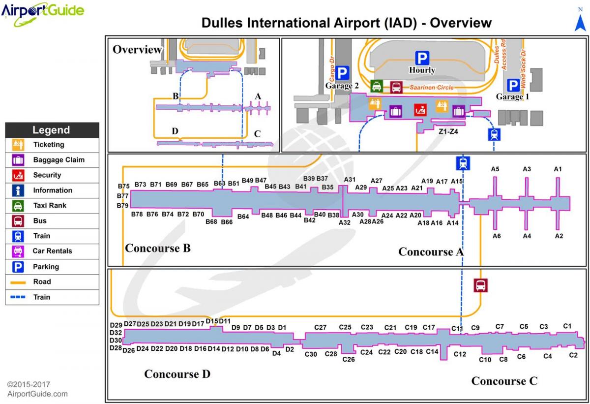 dulles letališki terminal zemljevid