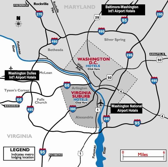 washington dc območje letališča zemljevid