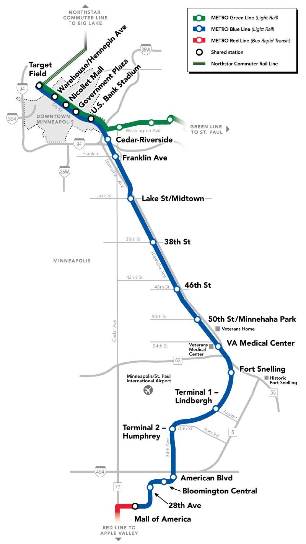modra črta dc metro zemljevid