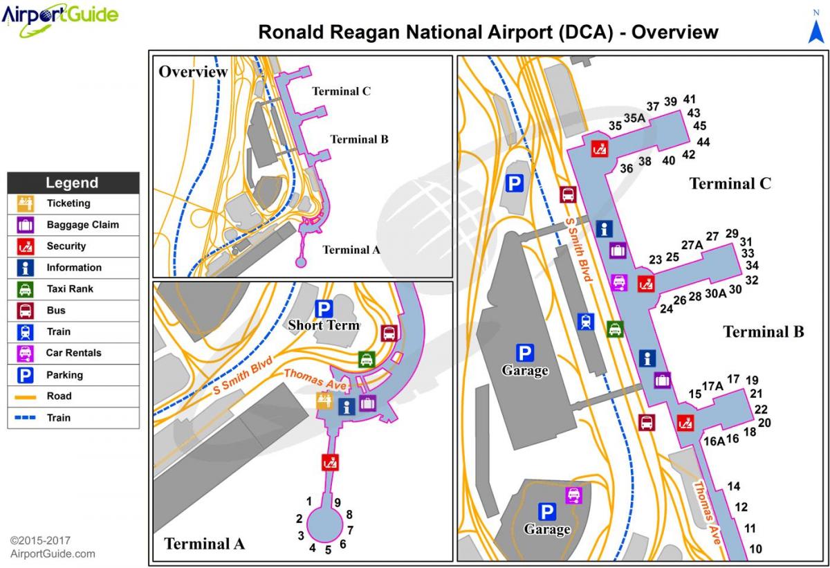 washington nacionalno letališče zemljevid