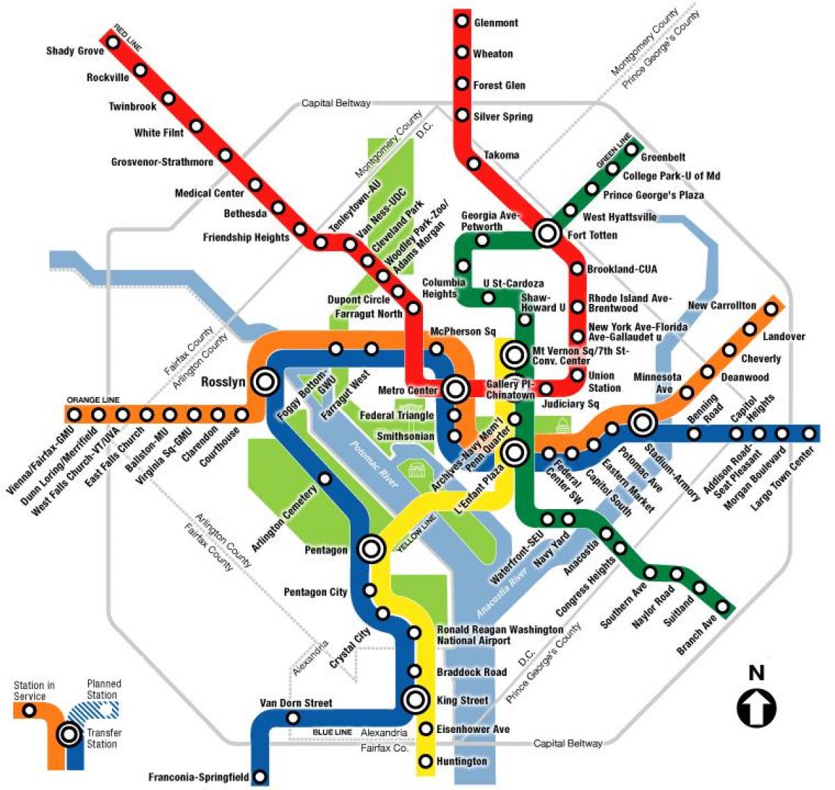 washington dc metro zemljevid