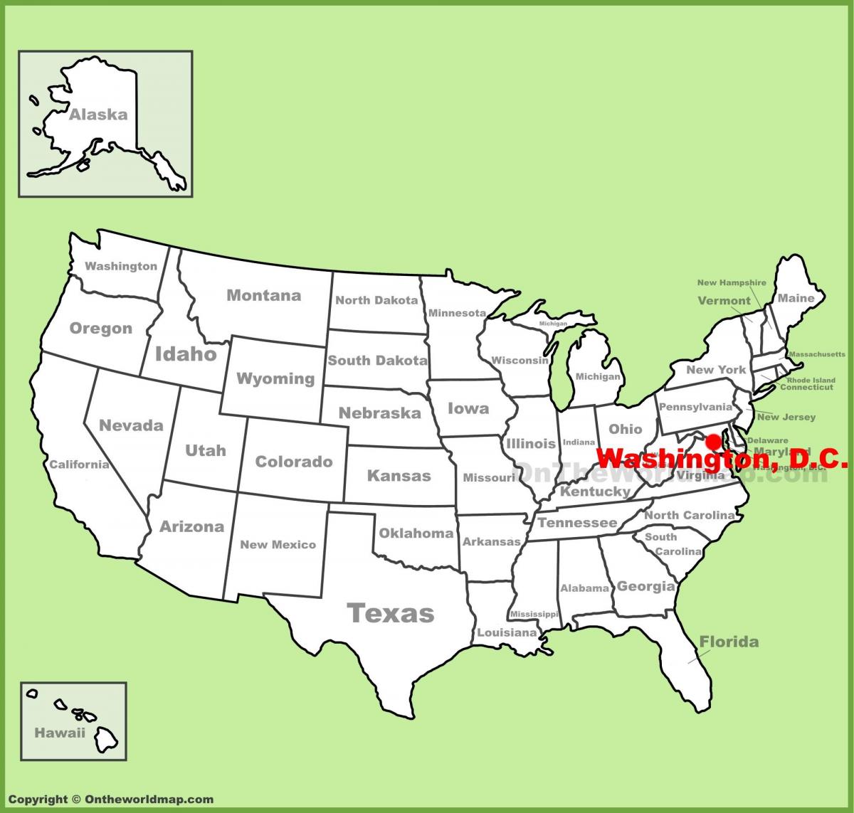 washington dc na zemljevidu amerike
