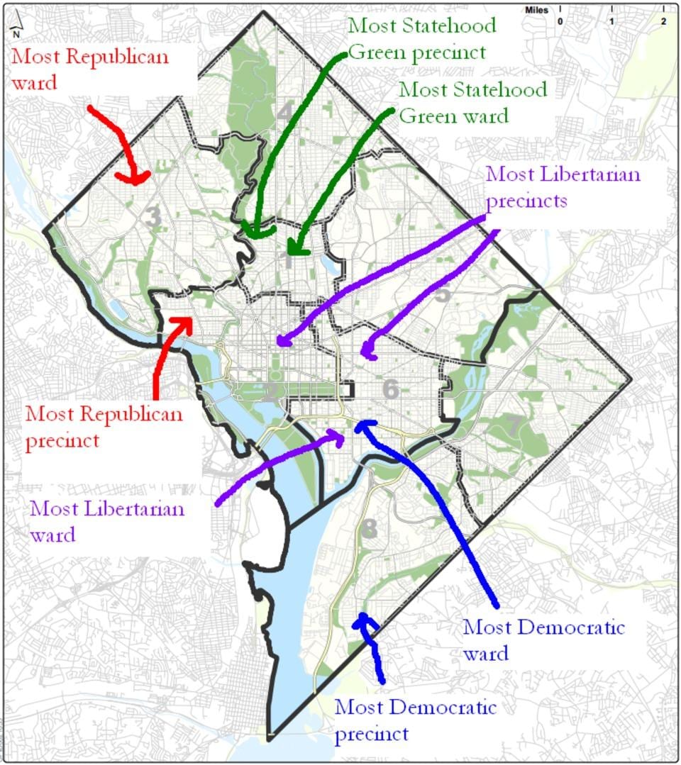 zemljevid washington dc politične