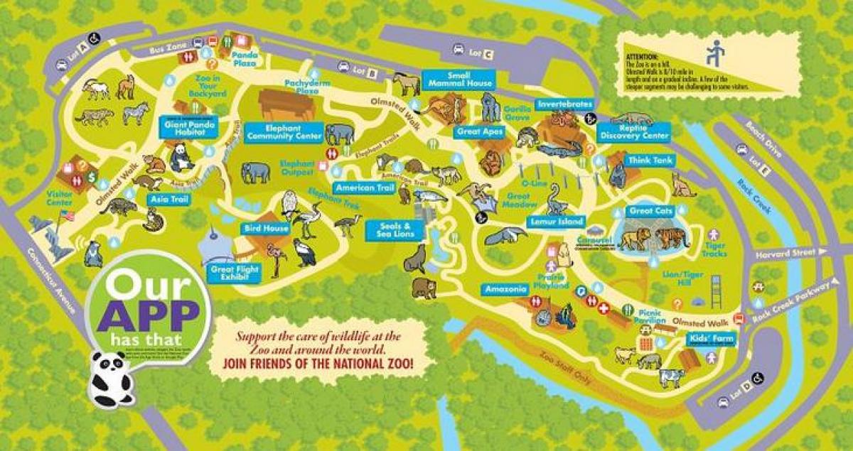 nacionalni živalskem vrtu v washingtonu dc zemljevid
