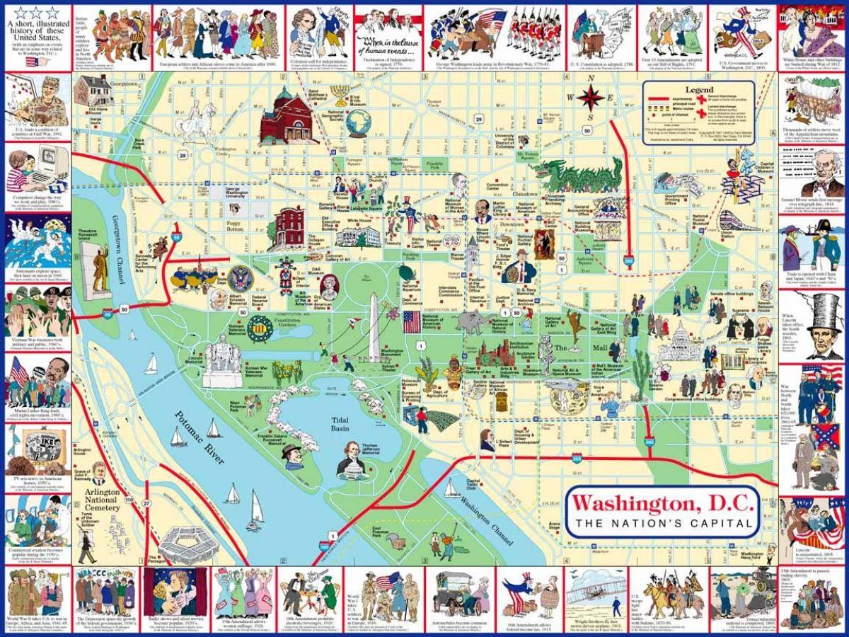 washington dc zemljevid turističnih znamenitosti