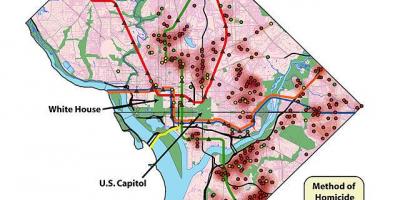 Washington dc slabo soseskah zemljevid