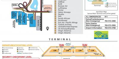 Washington dc letališča dulles zemljevid